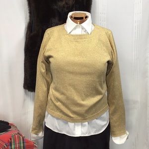 VTG Bob Mackie ‘Studio’ Gold Lurex Soft Knit Long Sleeve